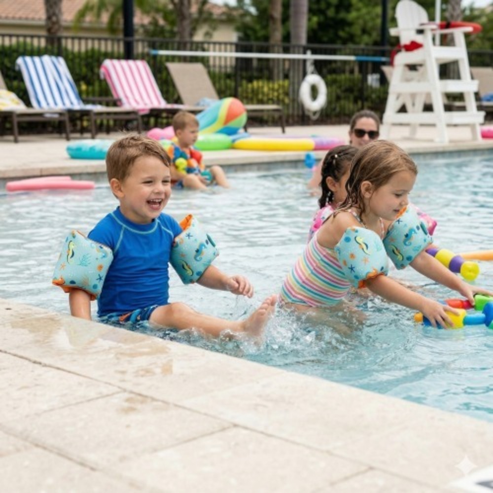 Swim School Adjustable Fabric Arm Floats M/L 40–80 lbs Level 3